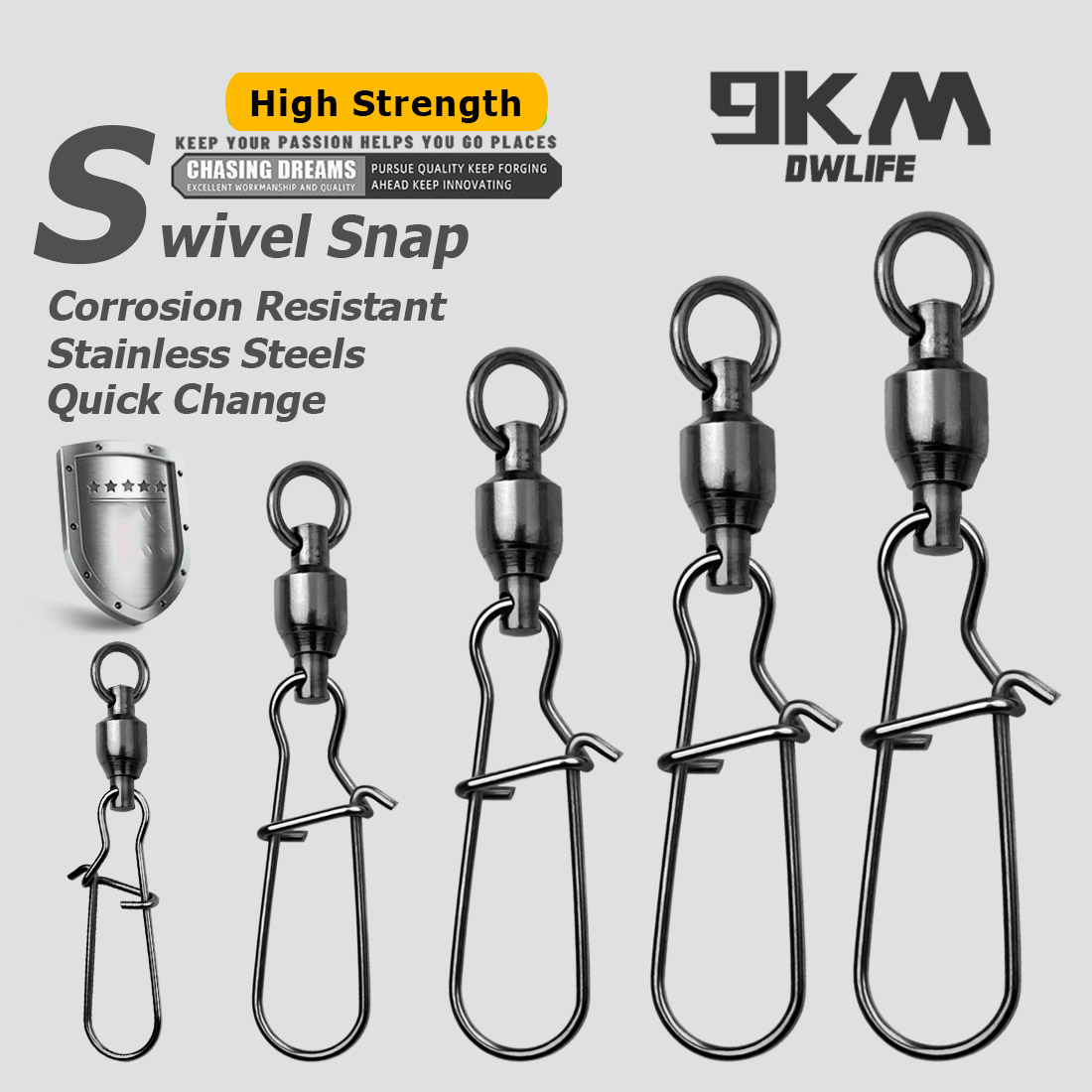Saltwater Line - 9KM 10PCS Ball Bearing Swivel Snap
