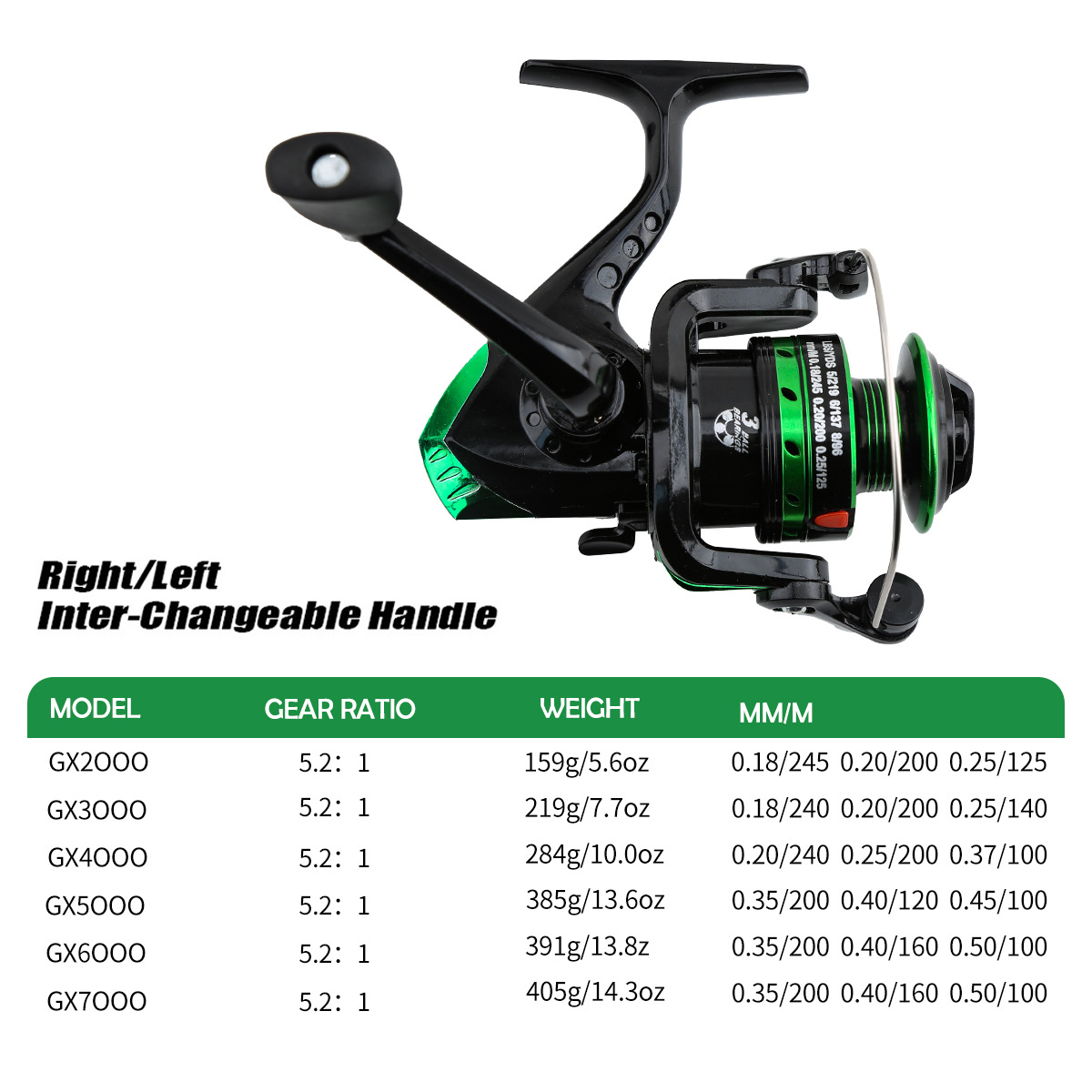 Ice Fishing Line - Metal Spinning Reel 5.2:1 Gear Ratio