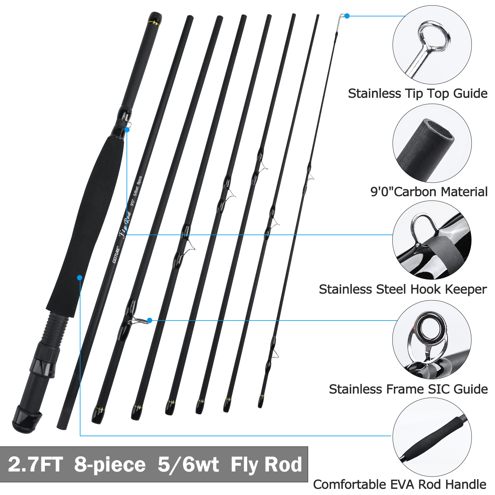 Goture 8Section Travel Fly Fis - Fishing Line Spooler 评论和价格