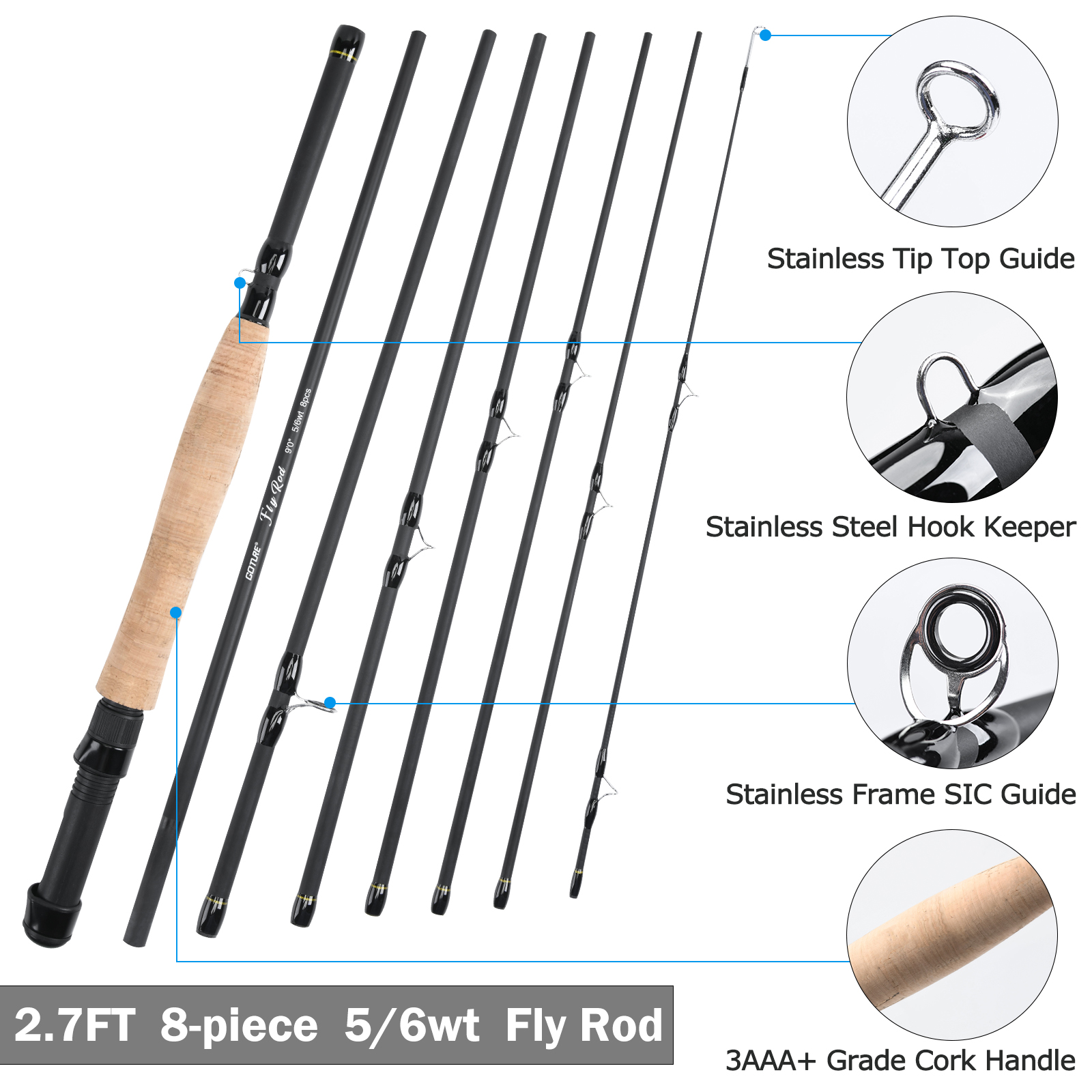 Goture 8Section Travel Fly Fis - Fishing Line Spooler 评论和价格