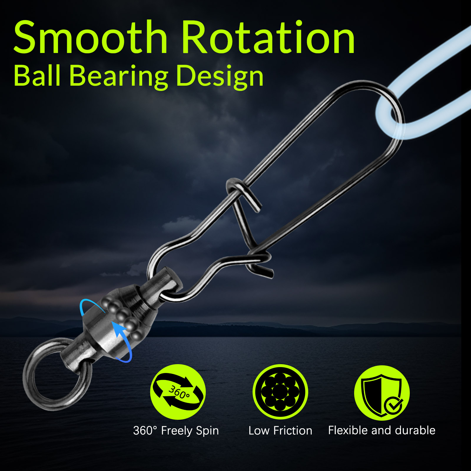 9KM 10PCS Ball Bearing Swivel  - Saltwater Line 评论和价格