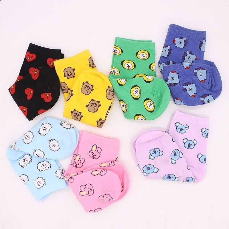 Kawaii BT21 Cartoon Socks Cute - Tippet Line 评论和价格