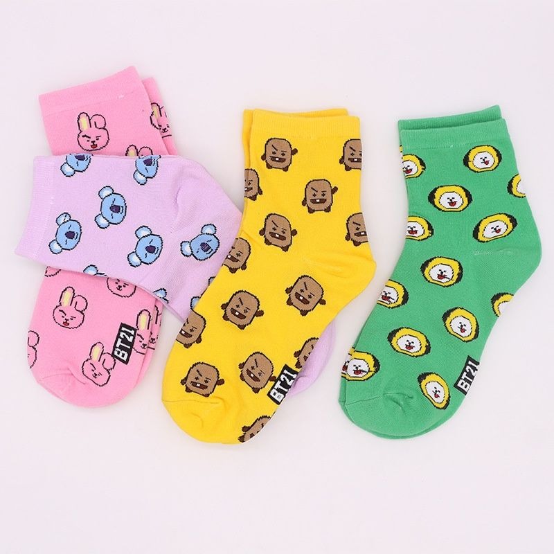 Kawaii BT21 Cartoon Socks Cute - Tippet Line 评论和价格