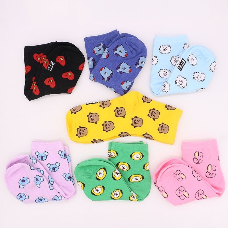 Kawaii BT21 Cartoon Socks Cute - Tippet Line 评论和价格