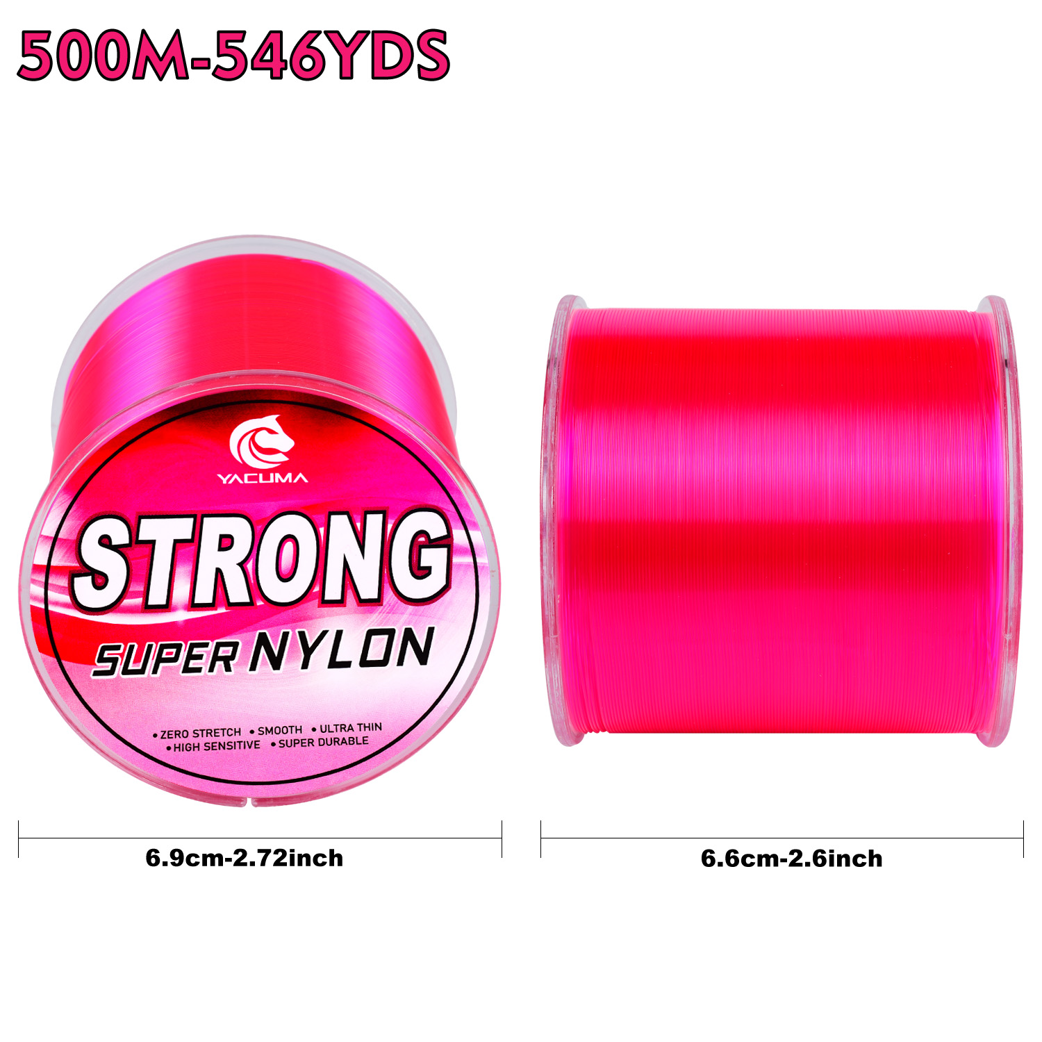 YACUMA 500M-546YDS Strong Pink - Fluorocarbon Line 评论和价格