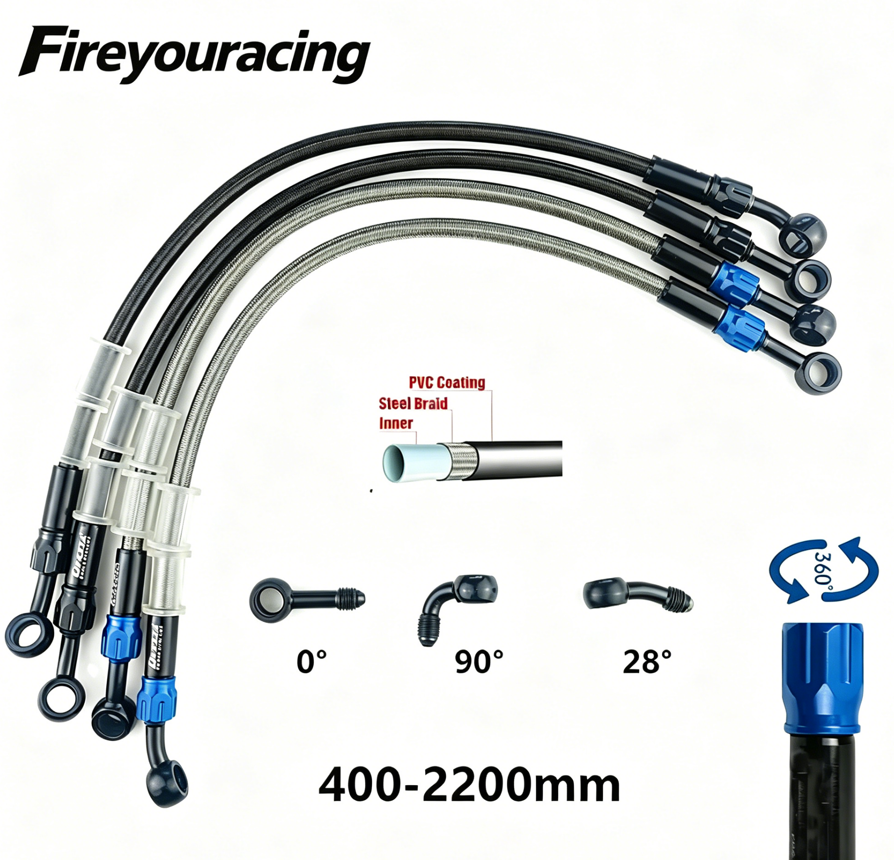 Motorcycle Brake Hose AN3 Brai - Braided Line 评论和价格
