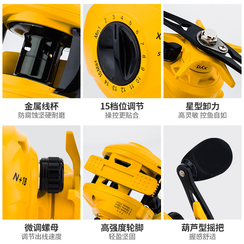 Yellow N+1 Bb Baitcasting Reel - Ice Fishing Line 评论和价格