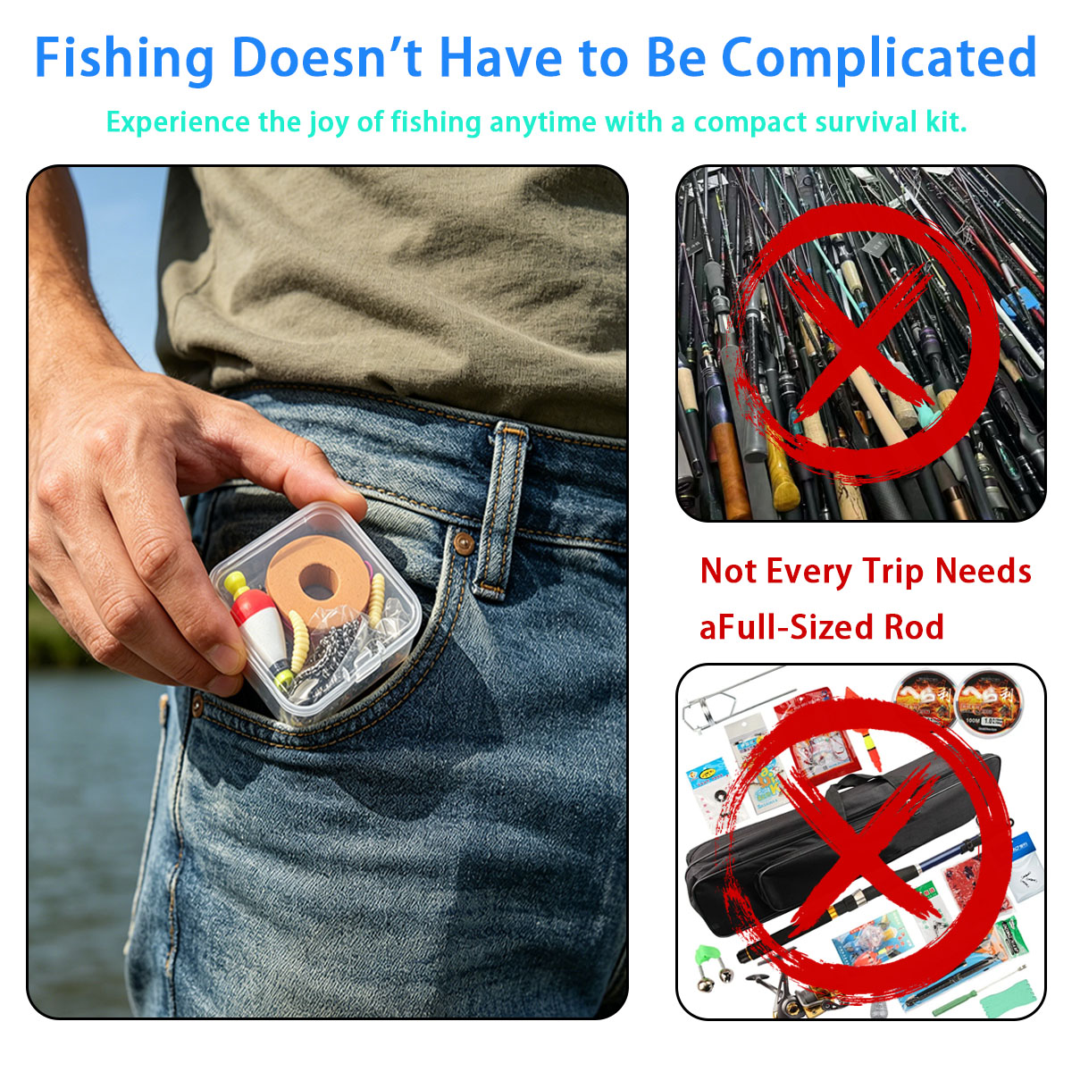 Portable Emergency Fishing Gea - Fishing Line Box 评论和价格