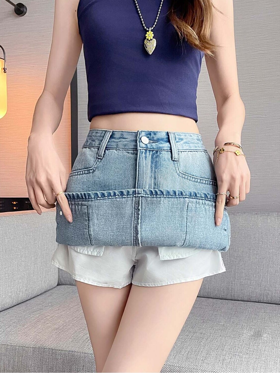 Women High Waist Cargo Denim M - Fly Line 评论和价格